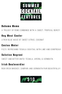 Cameroon Cigar Lounge Summer Cocktails